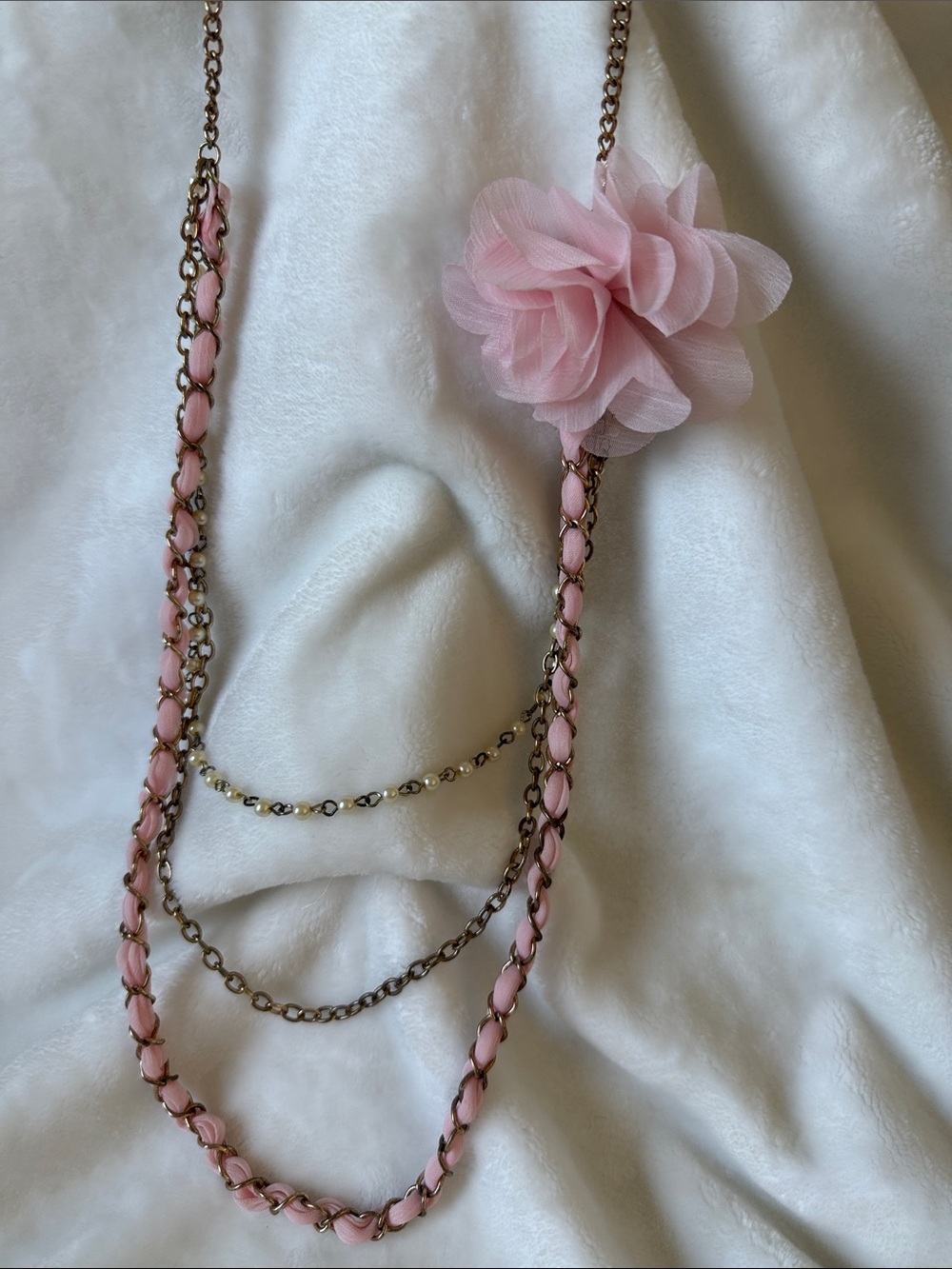 Pink Floral Multi-Strand Necklace - Women Jewelry
